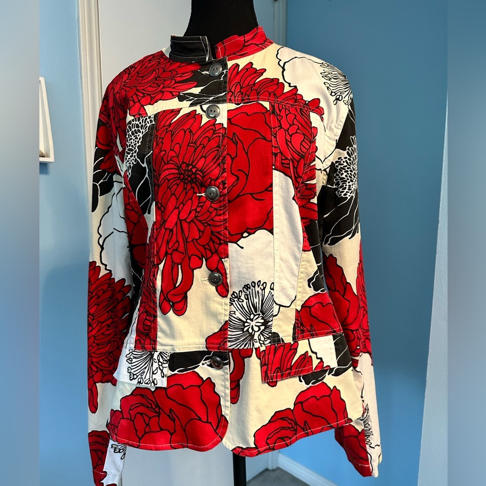 Chico’s red flowers jacket